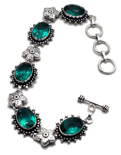 VALENTINO Bracciale in argento sterling 925 con pietre preziose tormalina fatto a mano misura 7 8"