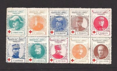 France Delandre Red Cross booklet pane Vignette Poster Cinderella hinged block - Image 1 of 2