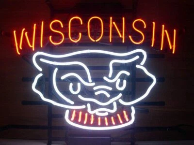 Wisconsin Classic Style Club Pub Neon Signs Home Decor Real Glass 17"