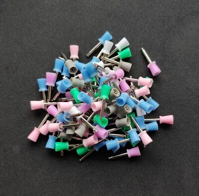 100pcs Dental Polishing Polish Cups Prophy Cup Latch Type Brush Rubber 4 Webbed - Image 1 of 4