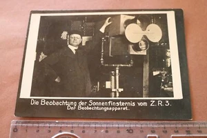 tolle alte Fotokarte - Beobachtungsapparat Sonnenfinsternis Z.R.3. Luftschiff  - Picture 1 of 2