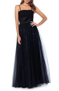 Betsy Adam A26081 Corset Glitter Mesh Gown Black Sz 10 Black $309 - Picture 1 of 2