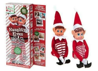 ELVES BEHAVIN' BADLY Elf Doll Double Pack Box Advent Christmas Elves Behaving Evil Boy