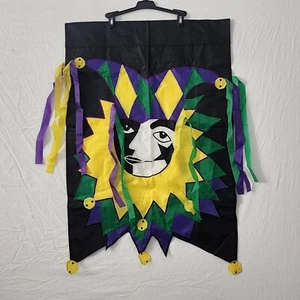 Mardi Gras Bufón Dos Caras Bordado Patio Casa Bandera 24" x 35" Envío Gratis - Imagen 1 de 6