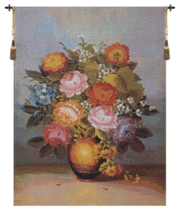 Elegant Bouquet Diana Belgian Jacquard Woven Tapestry Wall Hanging, Lined Back - Picture 1 of 5