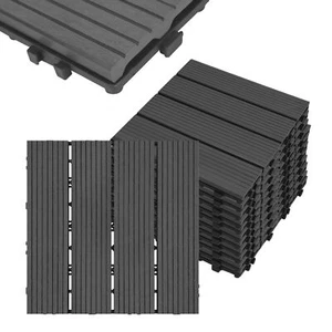 11X WPC Fliesen Terrassenfliesen 30x30cm Balkonfliesen Klickfliesen Anthrazit - Bild 1 von 12