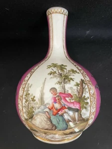 Antique Meissen Augustus Rex Hand Painted Bottle Vase - Picture 1 of 6