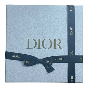 Authentic CHRISTIAN DIOR White Textured Empty Gift Box 8x8x3.5” Black Ribbon - Picture 1 of 13