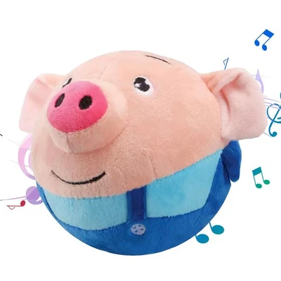 Pet Plush Toy Interactive Cartoon Pig Washable Bouncing Ball Rechargeable Gifts