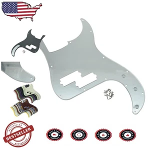 Elite P Bass Scratch Plate - Gleaming Silver Mirror - USA/Mexico Precision Model - Picture 1 of 7