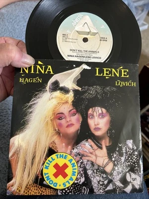 NINA HAGEN & LENE LOVICH  Don’t Kill The Animals 7” Single Vinyl 1986 Arista Vg+ Foto 1 de 2