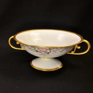 Vienna Austria PH Leonard Pedestal Center Bowl 1890-1898 LM Hall Pink Roses Gold - Picture 1 of 12