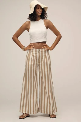 全新带标签 Anthropologie Maeve 高腰阔腿牛仔裤 27 码中性 #8B505 — 第 1/4 张图片