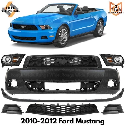 Front Bumper Cover Fascia Paintable & Grille Kit For 2010-2012 Ford Mustang Base Foto 1 de 4