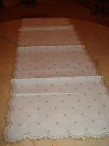 schöner neuer Weihnachts  Tischläufer 35/95cm weiß/gold Baumwolle Schweiz Sterne - Bild 1 von 6