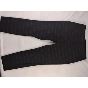 Christopher & Banks Signature Slimming Plaid Pants Black Burgundy 12 - Picture 1 of 3
