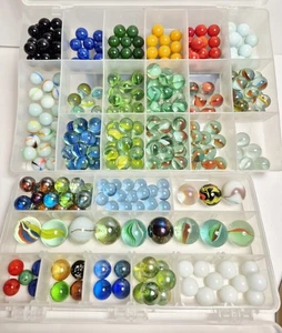 288 Vintage Glass Marbles Lot Estate Find Swirls, Solids, Cat Eye Mix Marble Art - Picture 1 of 18