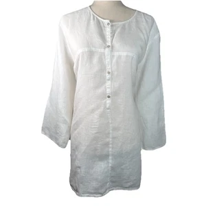 Eileen Fisher 100% Irish Linen Tunic Women's Large White Beach Coastal Vacation - Picture 1 of 8