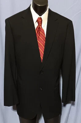 Hugo Boss Suit 42R Black Dual Vents Super 140's - Image 1 of 4