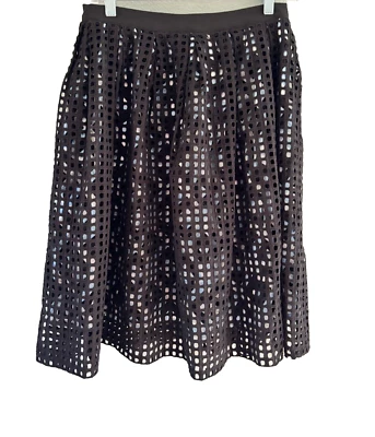 Eri + Ali Anthropologie Falda Estampado Geo Azul y Blanco con Superposición de Ojales Talla 4 Foto 1 de 4