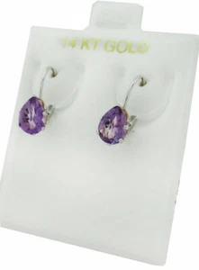 GENUINE 1.52 Cts AMETHYST EARRINGS 14K GOLD - Lever Back -FREE APPRAISAL SERVICE - Picture 1 of 4