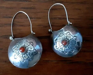 Vintage Navajo Sterling Silver Conch Design Dangle Earrings 1 1/2" Long - Picture 1 of 4