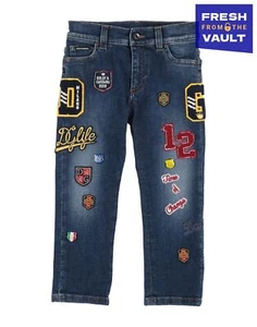 PVP €594 DOLCE & GABBANA DENIM Niños Jeans 5Y / 107-113CM Parches Cintura Ajustables - Imagen 1 de 4