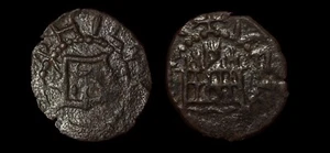Moneda Ibiza, Felipe II, busto a izq. dentro de orla. Dobler. Rarísima. MBC - Imagen 1 de 3