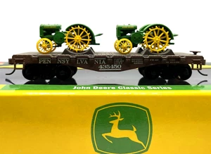 HO ROUNDHOUSE 81264 30' FLAT CAR WITH 2 JOHN DEERE MODEL D TRACTORS PENNSYLVANIA - Picture 1 of 2