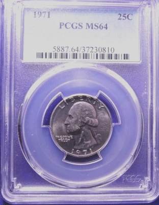 1971 25C Washington Quarter-PCGS #5887 Grade MS64--504-1 - Image 1 of 3