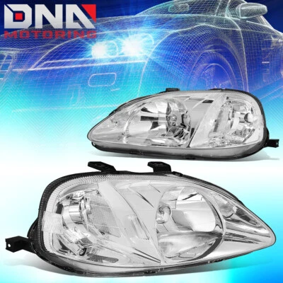 适用于本田 CIVIC 1999 - 2000 EK JDM 类型-R LOOK CHROME HOUSING 透明头灯 — 第 1/4 张图片