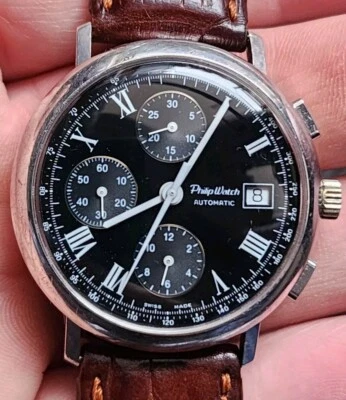 philip watch chronograph vintage silver case - Image 1 of 4