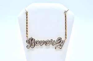 14k Two Tone Gold And Diamond "Beverly" Nameplate And Chain. 12.9Gr - Picture 1 of 6