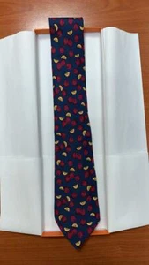 BRAND NEW. HERMES 100% SILK TIE COLOR - BLUE WITH FRUIT THEME 7435 HA - Picture 1 of 3
