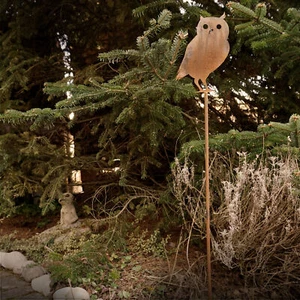 Garten deko Rost Beet Pflanz Stecker Eule groß Erd Spieß Stange Stahl Vogel - Bild 1 von 3