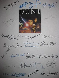 Guión de película firmado por Dune X23 David Lynch Kyle MacLachlan Sting Sean Young Witt RP - Imagen 1 de 1