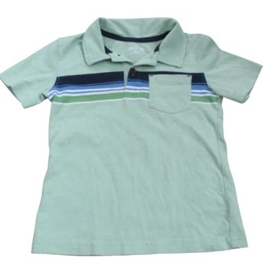 Camisa Polo Cherokee Niños Talla 4T Verde Azul Manga Corta Rayas Pullover Top Camiseta Foto 1 de 3