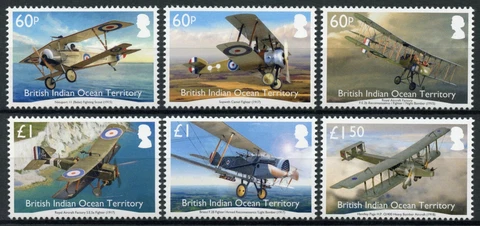 BIOT Military Stamps 2017 MNH WWI WW1 Aircraft British Service Aviation 6v Set Cover