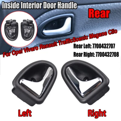 Manija de puerta interior trasera L+R plateada brillante para Opel Vivaro Renault Trafic Clio Foto 1 de 4