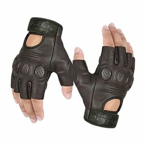 Motorcycle Sheepskin Leather Gloves Half Finger Moto Touch Screen Summer 