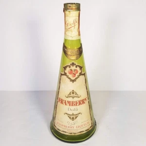 VTG Old FRAMBERRY DOLFI Liqueur Green Bottle EMPTY French France Tax Stamp 11.5" - Picture 1 of 12