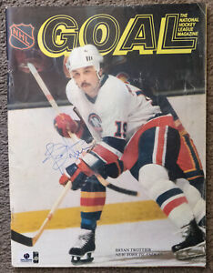 Bryan Trottier Islanders Signed Goal Magazine 1982 COA Global Authentics