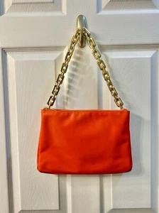 JUSTFAB Vibrant Orange Shoulder Bag/Handbag with Gold Chain and Multiple Pockets - Picture 1 of 9