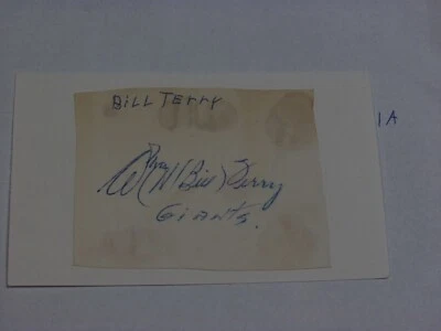 Bill Terry Autographed Cut on Index Card  - Image 1 of 2