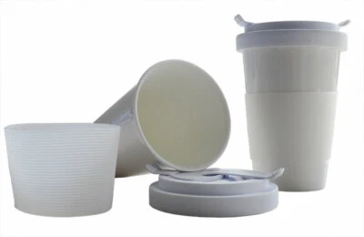 Coffee To Go Becher SALE Porzellan 350 ml mit Deckel spülmaschinenfest - Bild 1 von 4