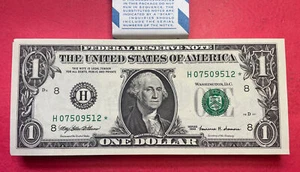 Billete Wow Star 1999 billete de $1 dólar (St Louis “H”) (impresión Fw) estado sin excelente - Imagen 1 de 4