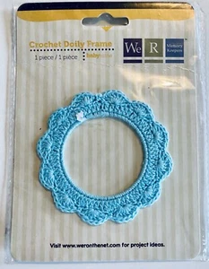 We R Memory Keepers 3" BABY MINE Crochet Doily Frame Blue Embellishments - Picture 1 of 5