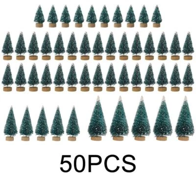 Pack Decorativo de 50 Pequeños Árboles de Navidad Azul Verde con Seda de Sisal Foto 1 de 4