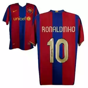 Ronaldinho Signed FC Barcelona Home Soccer Jersey #10 with Beckett COA - Picture 1 of 4