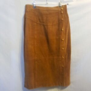 Vintage High waist button down pencil wiggle hobble skirt suede leather 80s 90s